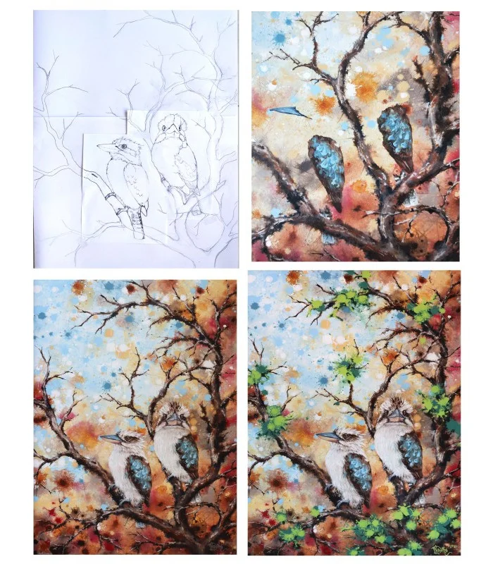 Regeneration Kookaburra progression - Artist Kristy-Ann