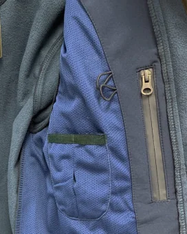 Internal Zip Pocket detail Navy Soft Shell Women