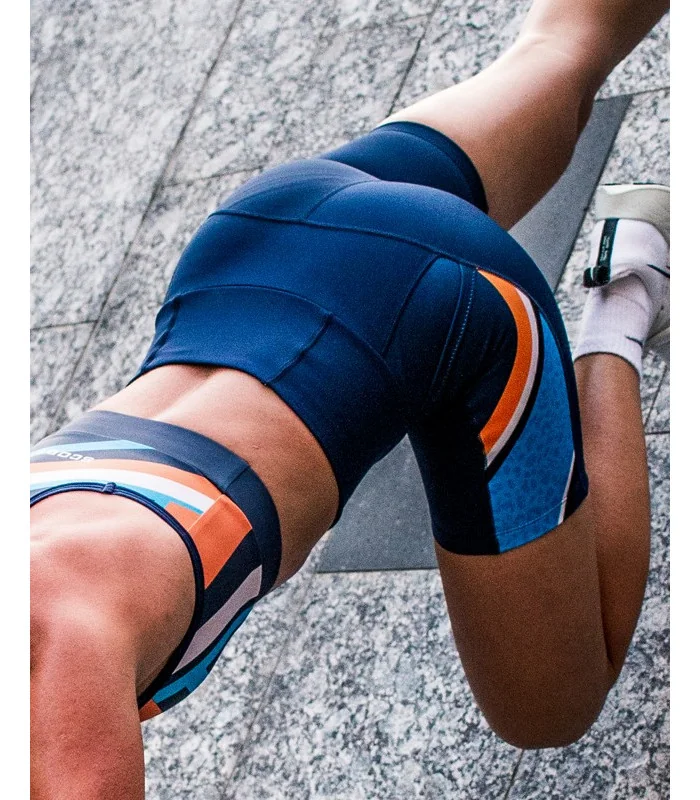 Flash Orange Crop Top with matching Retro Navy Tights