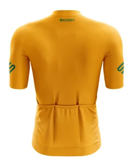 Staple Satsuma Spritz Deep Yellow with Vital Green logo detail Performance Cycle Jersey | Cycling Clothing