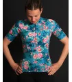 Floral Cycle Jersey - multi coloured flowers on a teal/grey background Performance Cycling Jersey | Cycling Clothing