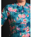 Floral Cycle Jersey - multi coloured flowers on a teal/grey background Performance Cycling Jersey | Cycling Clothing