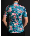Floral Cycle Jersey - multi coloured flowers on a teal/grey background Performance Cycling Jersey | Cycling Clothing