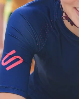 Staple French Navy with Strawberry logo detail Optimise Cycle Jersey | Cycling Clothing