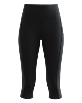 3/4 Length Medium Rise Tights, Pockets - Black