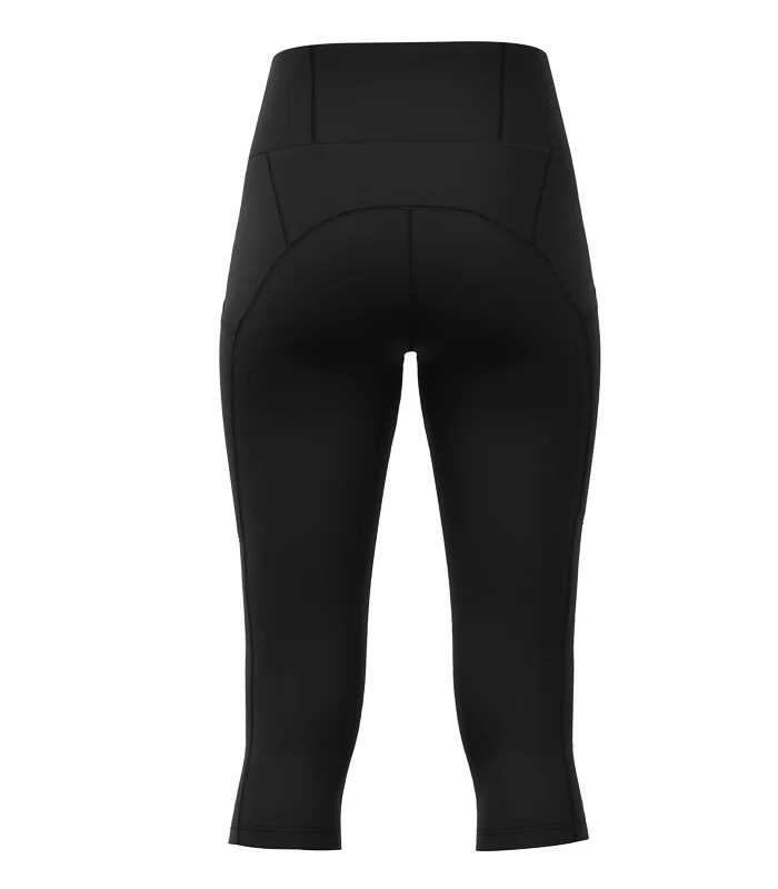 3/4 Length Medium Rise Tights, Pockets - Black