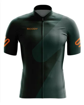 Racing Green Cycle Jersey with Orange Logo detail | Cycling Clothing