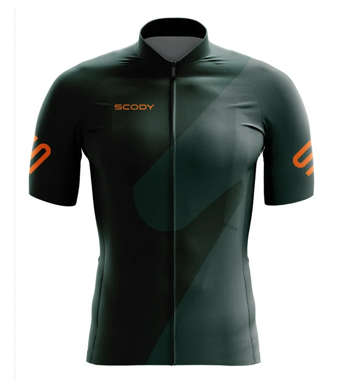 Racing Green Cycle Jersey with Orange Logo detail | Cycling Clothing