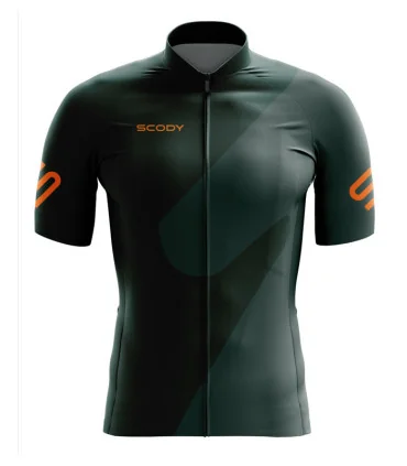 Racing Green Cycle Jersey with Orange Logo detail | Cycling Clothing