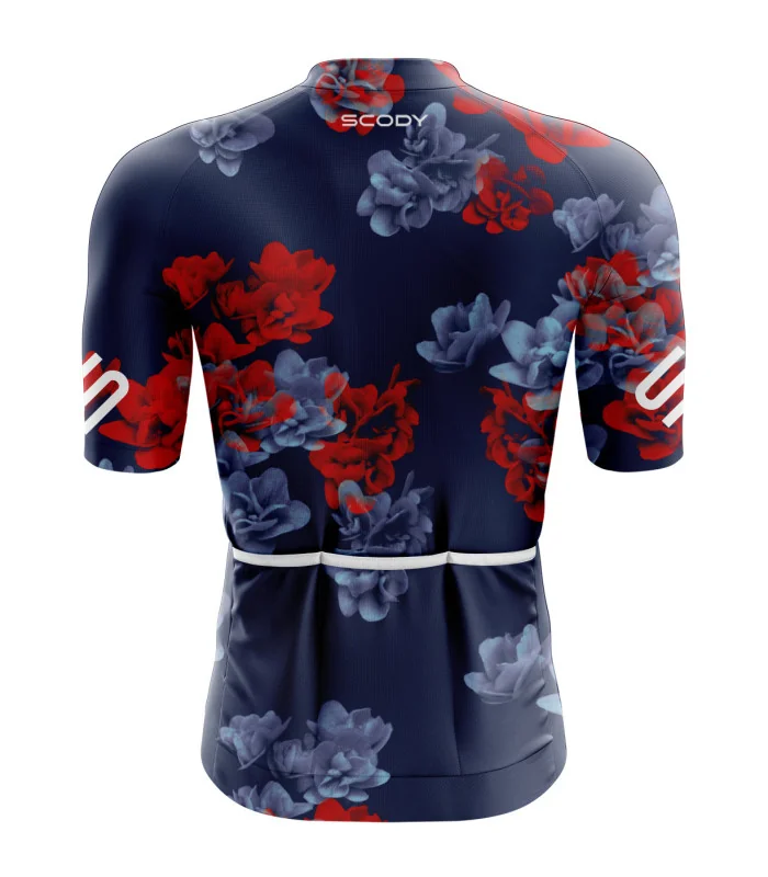 Hana Navy Jersey with subtle floral detail