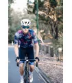 Hana Navy Jersey with subtle floral detail with Black bibs with matching cuffs | Cycling Gear