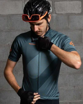 Racing Green Cycle Jersey with Orange Logo detail | Cycling Clothing