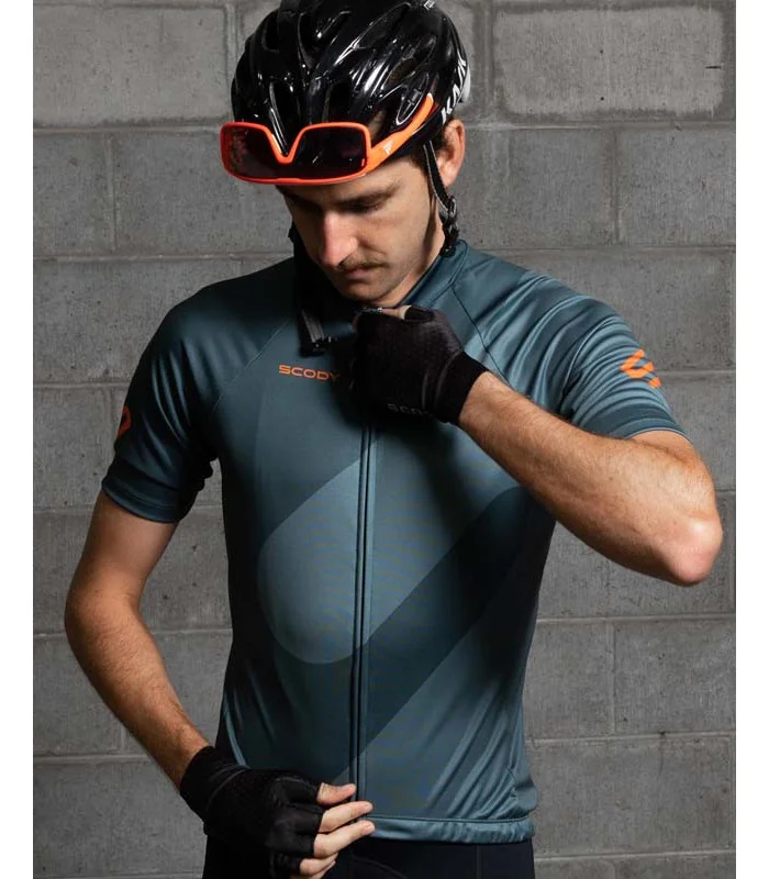 Racing Green Cycle Jersey with Orange Logo detail | Cycling Clothing