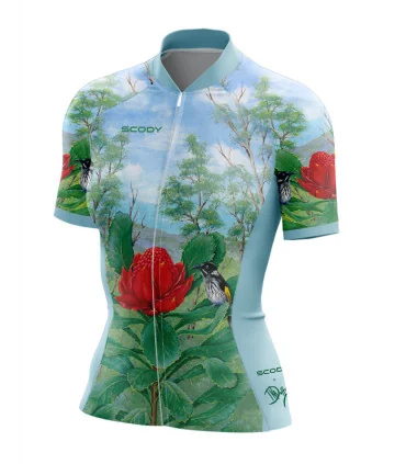 Australian Artist Cycle Jersey featuring a Waratah on an Australian Landscape | Cycling Gear