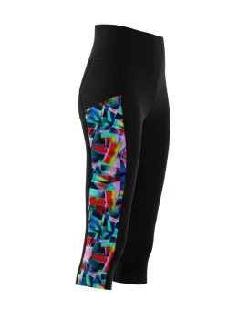 3/4 Length Medium Rise Tights, Pockets - Fluoro Splash, Women