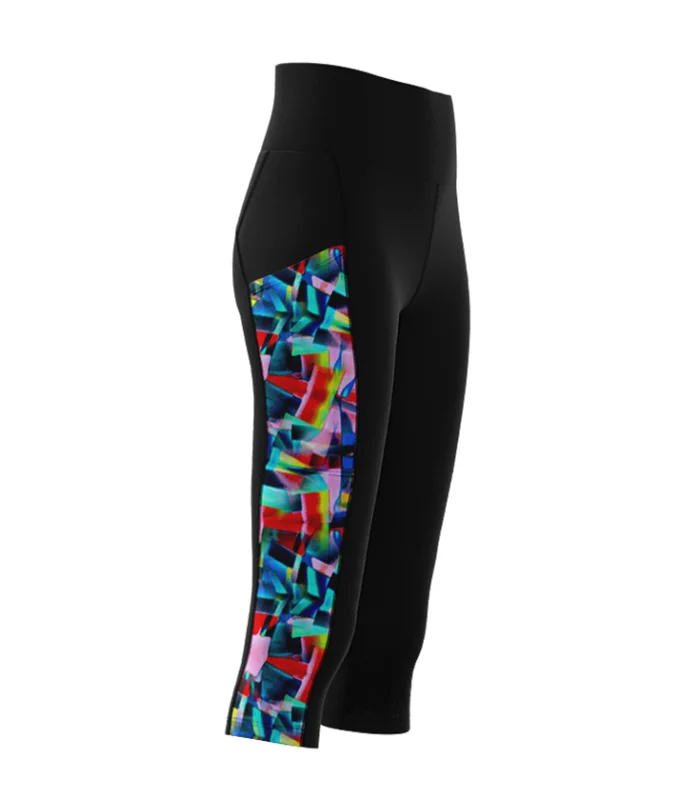 3/4 Length Medium Rise Tights, Pockets - Fluoro Splash, Women