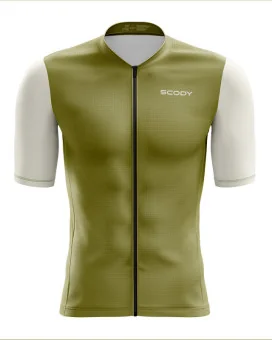 Lightweight A.I.R Optimise Cycle Jersey - Olive and Cream, Men | Cycling Gear