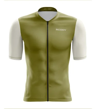 Lightweight A.I.R Optimise Cycle Jersey - Olive and Cream, Men | Cycling Gear