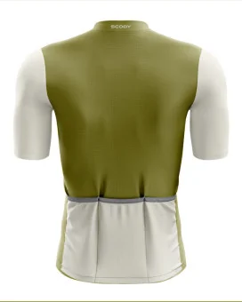 Lightweight A.I.R Optimise Cycle Jersey - Olive and Cream, Men | Cycling Gear