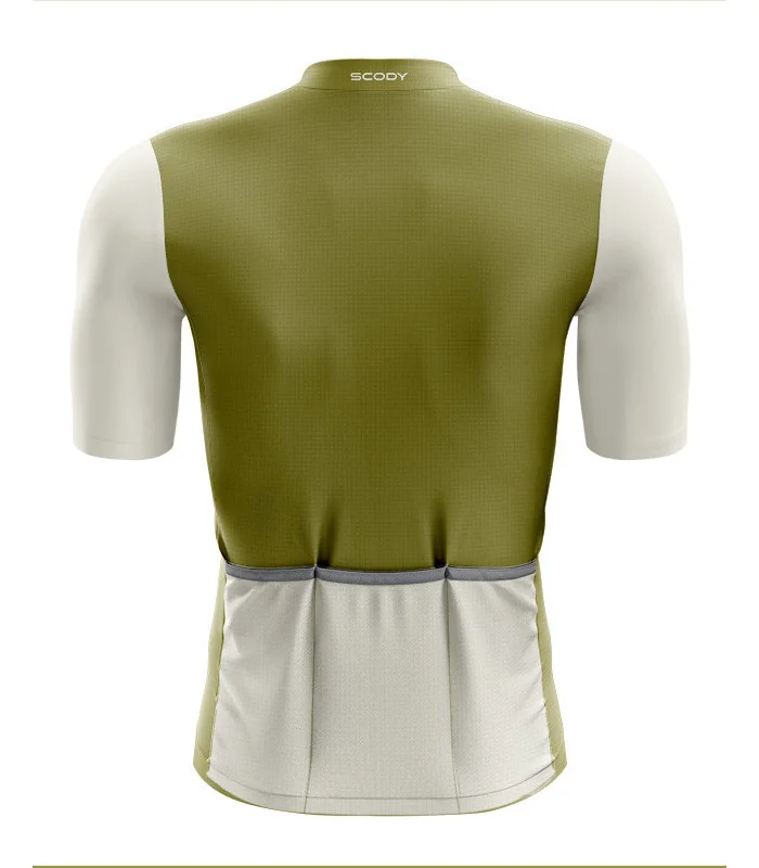 Lightweight A.I.R Optimise Cycle Jersey - Olive and Cream, Men | Cycling Gear