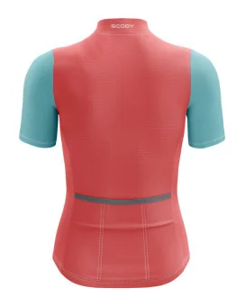 Lightweight A.I.R Optimise Cycle Jersey Women - Coral and Light Blue