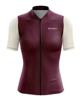 Lightweight A.I.R Optimise Cycle Jersey Women - Maroon and Cream