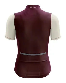 Lightweight A.I.R Optimise Cycle Jersey Women - Maroon and Cream