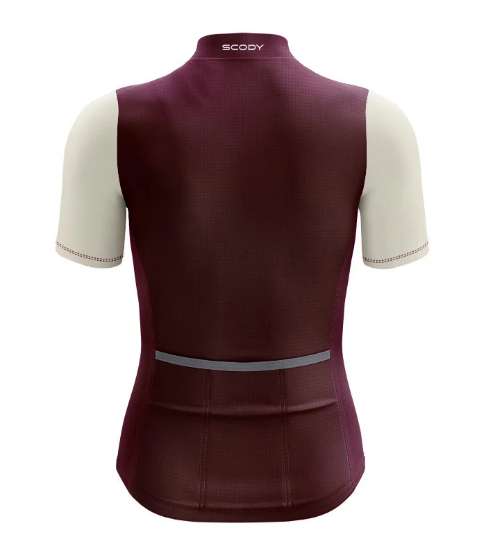 Lightweight A.I.R Optimise Cycle Jersey Women - Maroon and Cream