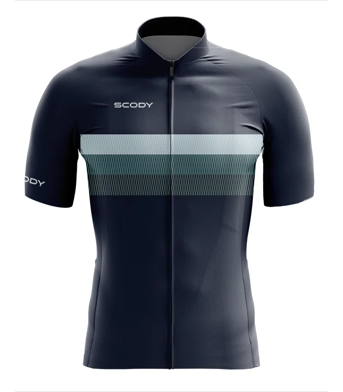 Navy Cycle Jersey with bands of Ocean Green across chest | Cycling Gear |cycle Jersey