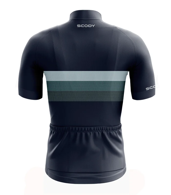 Navy Cycle Jersey with bands of Ocean Green across chest | Cycling Gear |cycle Jersey