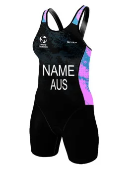 Splash Pink and Blue World Triathlon Compliant Elite Open Back Triathlon Suit | Triathlon Gear