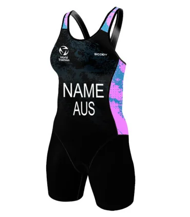 Splash Pink and Blue World Triathlon Compliant Elite Open Back Triathlon Suit | Triathlon Gear
