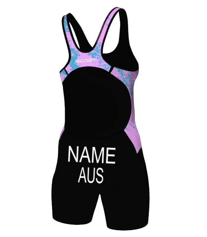 Splash Pink and Blue World Triathlon Compliant Elite Open Back Triathlon Suit | Triathlon Gear
