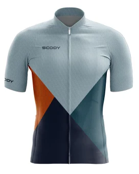 Cycle Jersey with grey, orange, green and navy panels. | Cycling Gear |cycle Jersey