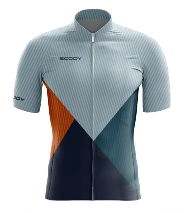 Cycle Jersey with grey, orange, green and navy panels. | Cycling Gear |cycle Jersey