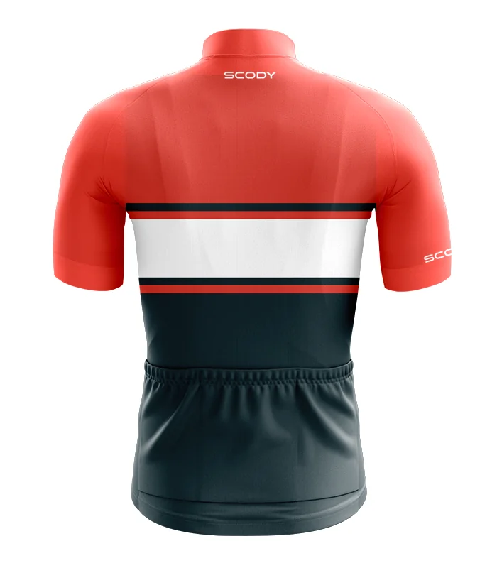 Cycle Jersey with Oarnge upper body and Dark Green lower body, with band of white across chest | Cycling Gear |cycle Jersey