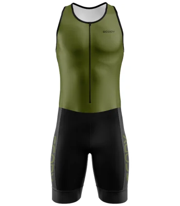 Moss green triathlon suit with moss upper body and black lower body | Triathlon Gear
