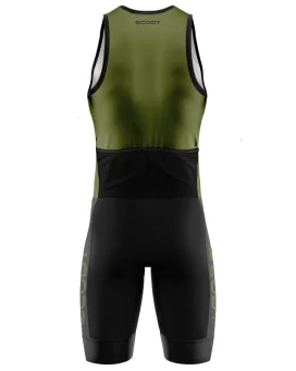 Moss green triathlon suit with moss upper body and black lower body | Triathlon Gear