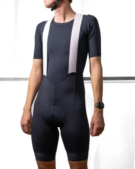 Black Cycle Bib Shorts, Silicone Gripper, Seamless Strap
