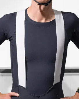 Black Cycle Bib Shorts, Silicone Gripper, Seamless Strap