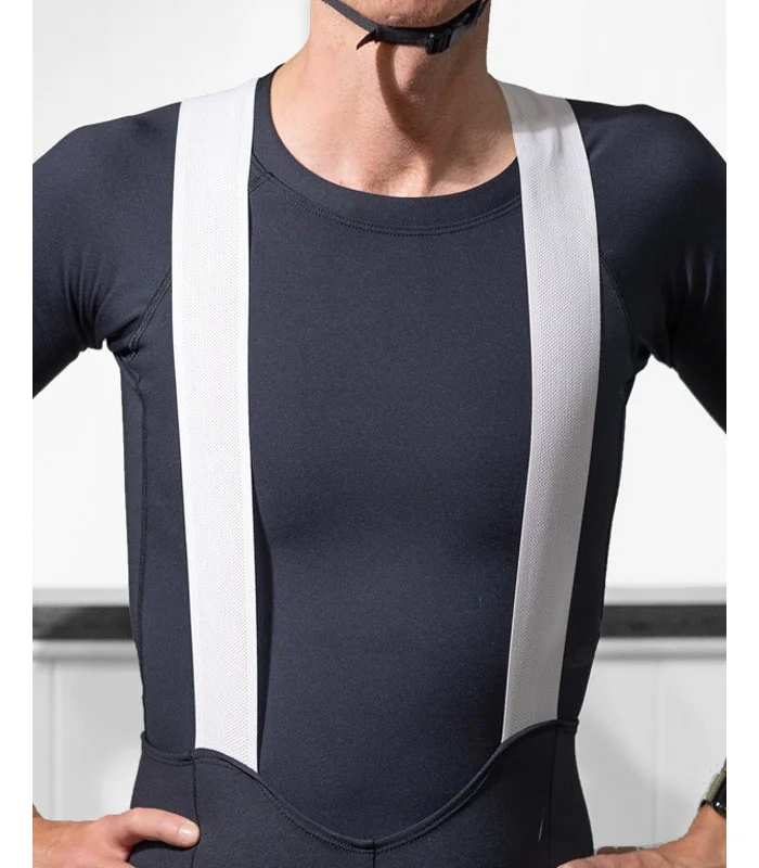 Black Cycle Bib Shorts, Silicone Gripper, Seamless Strap