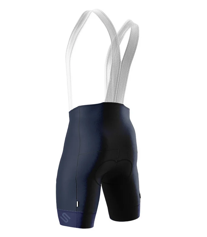 Navy Cycle Bib Shorts, Silicone Gripper, Seamless Strap