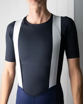 Navy Cycle Bib Shorts, Silicone Gripper, Seamless Strap