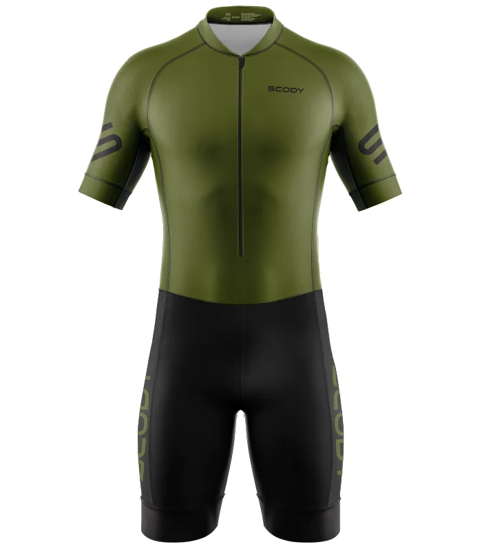 Men's Moss Green UPF 50+ triathlon suit for sale at Scody Australia. Flexible payment options available.| Triathlon Gear