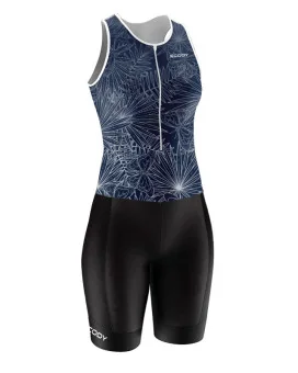 Women's Navy sleeveless triathlon suit w front zip for sale at Scody Australia. Flexible payment options| Triathlon Suits