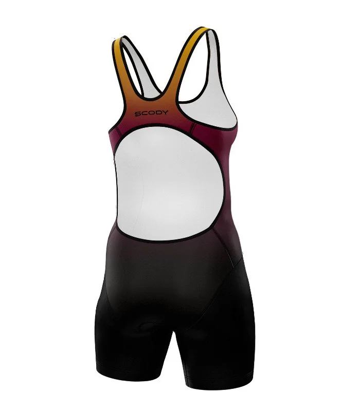 Women's Aurora triathlon suit w open back for sale at Scody Australia. Flexible payment options| Triathlon Suits