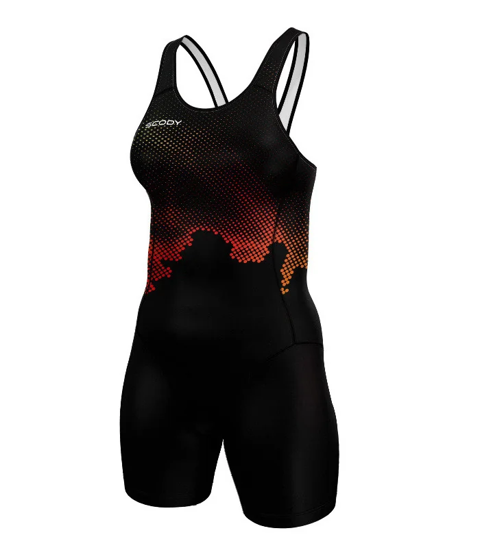 Women's Fire triathlon suit w open back for sale at Scody Australia. Flexible payment options| Triathlon Suits