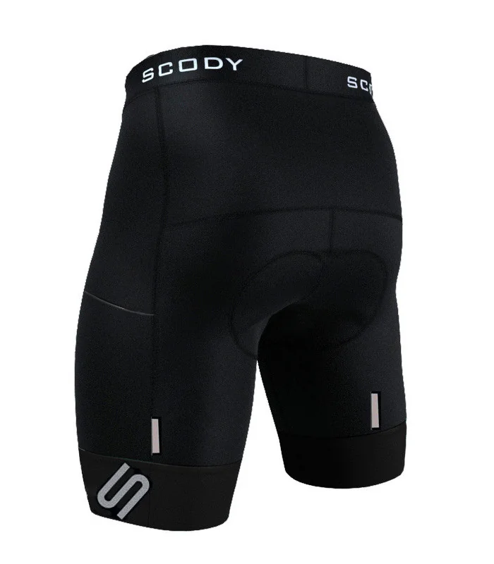 Black Cargo Cycle Shorts, X-Opaque Cuff, Pockets