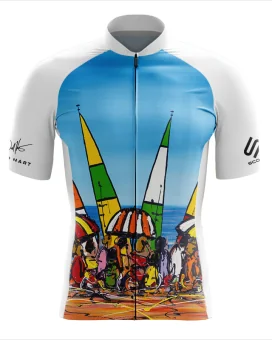 Cycle Jersey with design based on original art work entitled Beach Party by David Hart