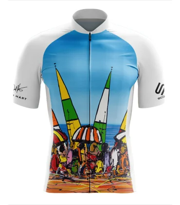 Cycle Jersey with design based on original art work entitled Beach Party by David Hart